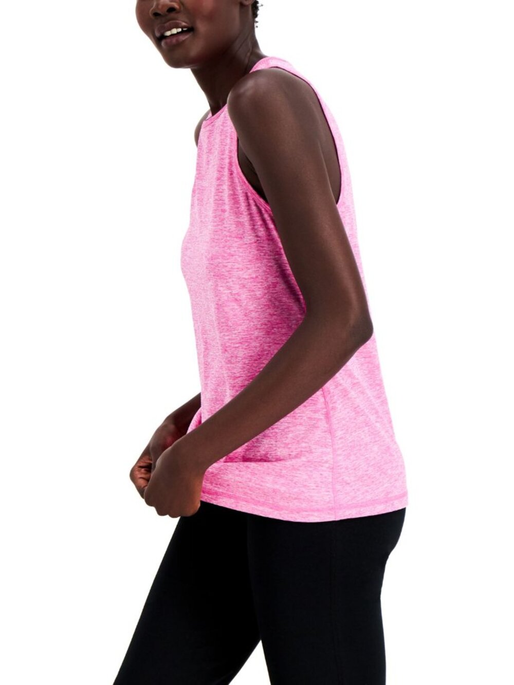 Ideology Womens Heathered Keyhole-Back Tank Top